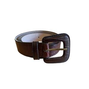 Lane Bryant‎ Brown Croc Embossed Leather Belt Brass Buckle Womens Size 14/16
